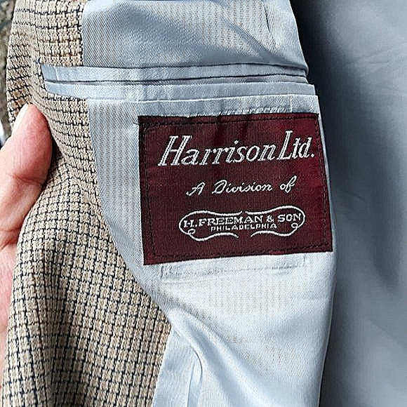 Men' Suit Jacket Sport Coat 44 Harrison / Hickey Freeman Tan Weave - Picture 2 of 9